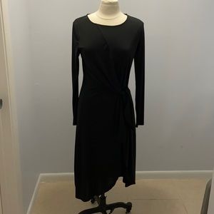 Who What Wear black faux wrap sheath dress